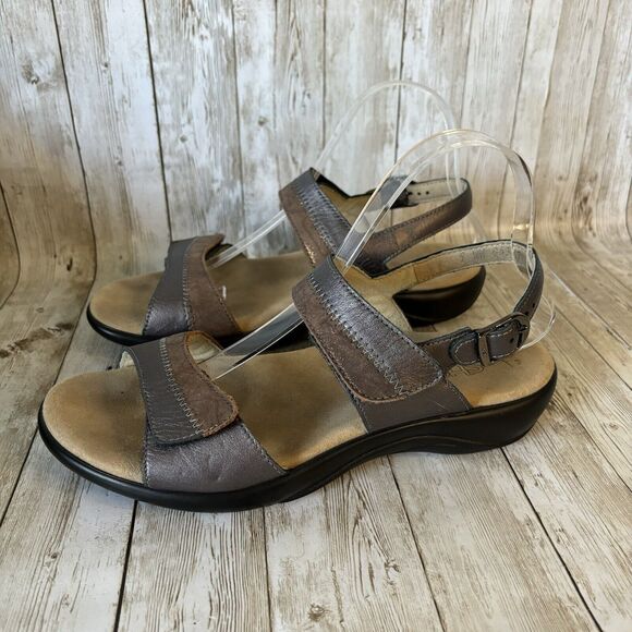 SAS Womens NUDU Dusk Copper Pewter Metallic Leather Slingback Sandals Sz 9 WW - Picture 2 of 8